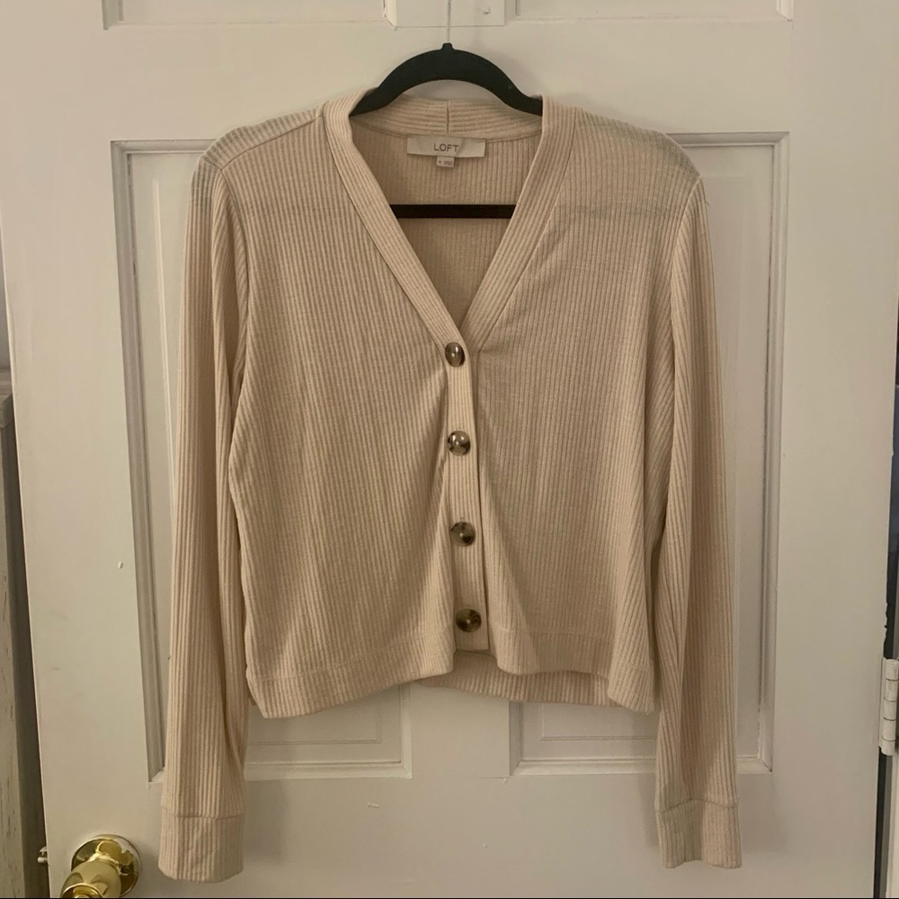LOFT Ribbed Button Top - Picture 2 of 4